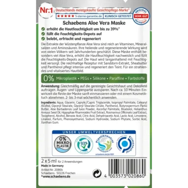 Schaebens Face Mask Aloe -Backside