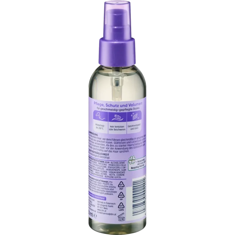 Balea Volume Effect Blow Dry Lotion, 150 ml Balea blow dry lotion packaging back ingredients