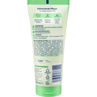 Ingredient list of Tea Tree Oil Foot Cream showing Niacinamide and Shea Butter