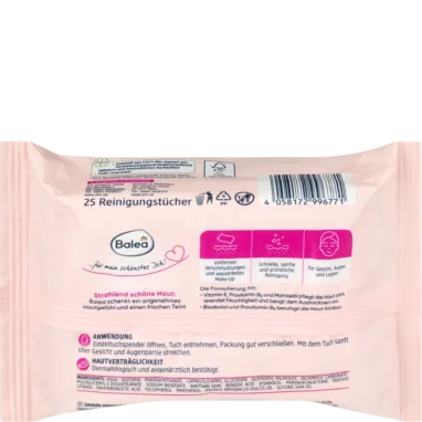 Balea Caring Cleansing Wipes, 25pc - Backside