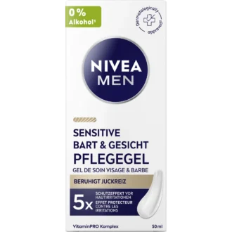 Nivea Men Sensitive Beard & Face Care Gel, 50ml NIVEA MEN Sensitive Beard & Face Care Gel 50 ml with panthenol and chamomile for sensitive skin