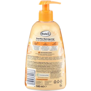 Balea Cream Soap Milk & Honey, 500ml Balea Cream Soap Milk & Honey, back view showing ingredients