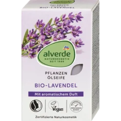 Alverde Lavender Plant Oil Soap 100 g with plant-based glycerin and natural lavender fragrance