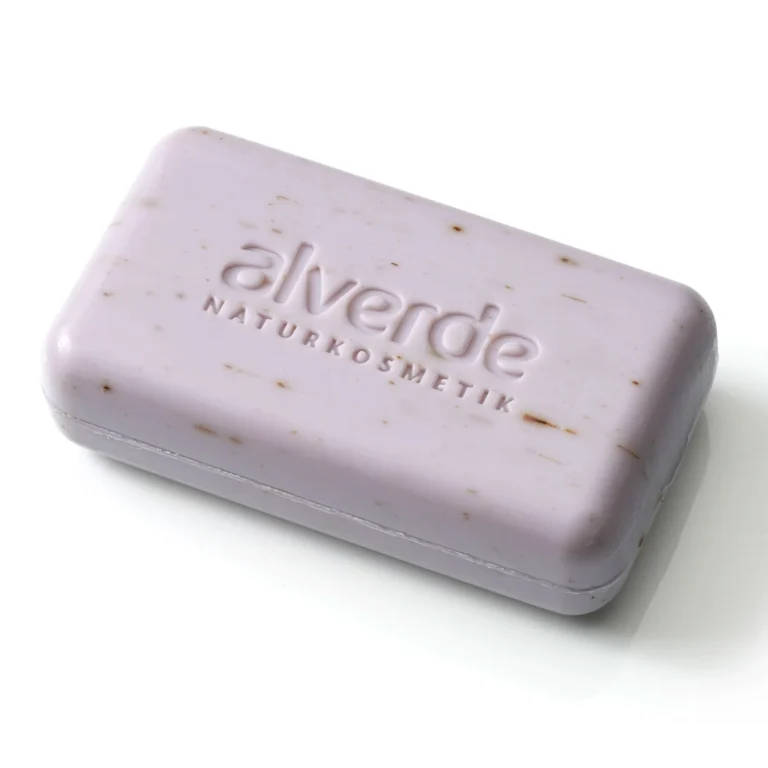 Alverde Lavender Plant Oil Soap 100 g showing bar detail