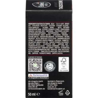Balea MEN Lift Effect SPF 30 face cream back label with ingredients and instructions