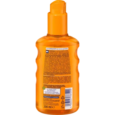 Back view of Sundance Transparent Sun Spray SPF 50 200ml with product information label