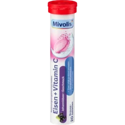 Mivolis Iron + Vitamin C effervescent tablets for blood formation.