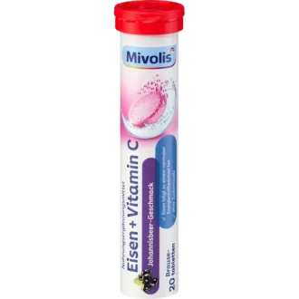 Mivolis Iron + Vitamin C effervescent tablets for blood formation.