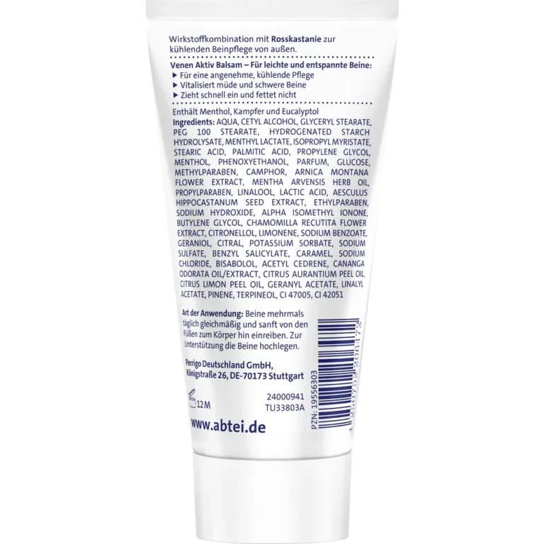 Abtei Active Veins Balsam - Back - Ingredients