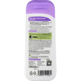 Back of alverde Anti-Grease Shampoo 200 ml with ingredients and usage information