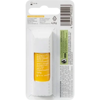 Back of Alverde Calendula Lip Balm 4.8 g showing ingredients and product information
