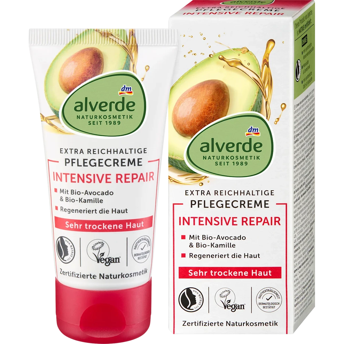 Alverde Intensive Repair Avocado Day Cream, 50ml Alverde Intensive Repair Avocado Face Cream 50 ml for very dry skin