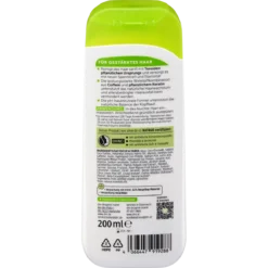 Back of alverde Strength & Power Shampoo 200 ml with ingredients and usage information