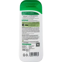 Back of alverde Volume Shampoo 200 ml with ingredients and usage information