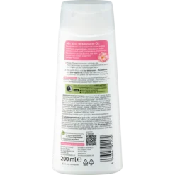 Back of Alverde Wild Rose Mild Cleansing Milk 200 ml showing ingredients and product information