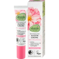 Alverde Wild Rose Eye Cream 15 ml with organic rosehip seed oil for moisturizing eye care