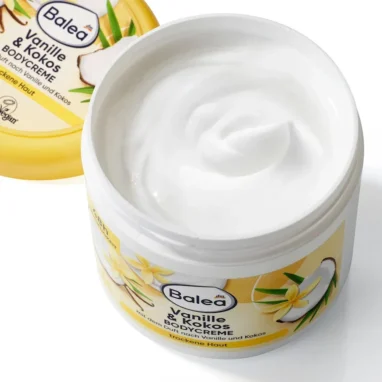 Soft and white creamy texture of Balea Vanilla and Coconut Body Balm