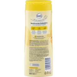 Back of Balea Buttermilk & Lemon Cream Shower Gel 300 ml showing ingredients and product information