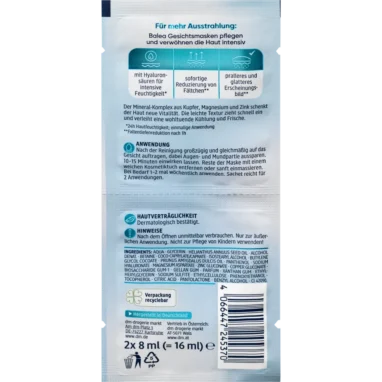 Balea Hyaluron Mask, 16ml - Backside