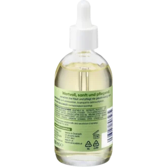 Balea Natural Beauty Organic Face & Body Oil, 100 ml Ingredient list of Balea Natural Beauty Oil showing Hemp and Argan Oil