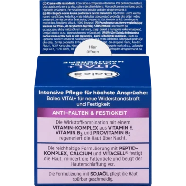 Balea Vital Plus Night Cream, 50ml - Backside