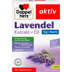 Doppelherz Lavender Extract + Oil, 30 tablets, front of product packaging