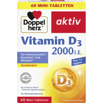 Doppelherz Vitamin D3 Mini-Tablets 2000 IU 60 tablets front view