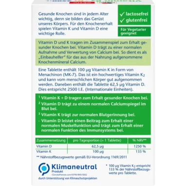 Doppelherz Vitamin K2 + D3 2500, 30 Tablets - Backside