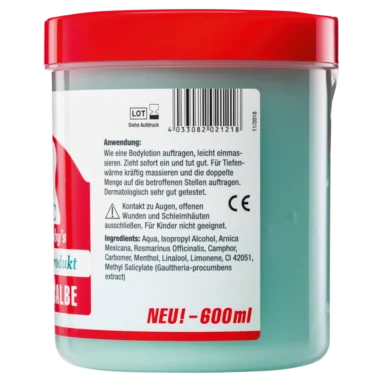 Dr. Jacoby original Horse balm, 600ml - Backside