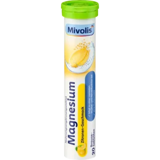 Mivolis Magnesium Effervescent Tablets 20 Count Lemon Flavor Front Packaging