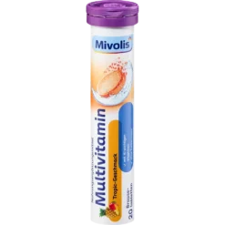 Orange-flavored Multivitamin Effervescent Tablets from Mivolis for daily dietary supplementation.