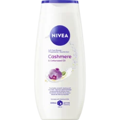 NIVEA Cashmere & Cottonseed Oil Shower Gel 250 ml with vitamins C and E for moisturizing body cleansing