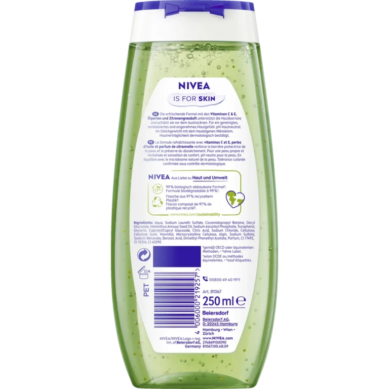 NIVEA Lemongrass & Oil Shower Gel | Refreshing Care - back side