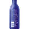 Back of NIVEA Rich Nourishing Body Milk bottle showing ingredients, 72h moisture claim, and skin compatibility details.