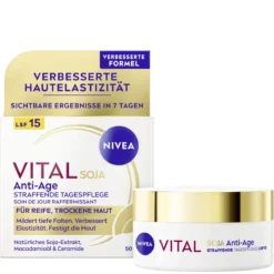 NIVEA VITAL Soy Firming Day Cream SPF 15, 50 ml – front packaging with cream jar
