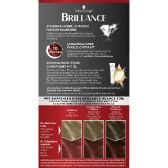 Schwarzkopf Brillance 842 Cashmere Red hair dye back side box