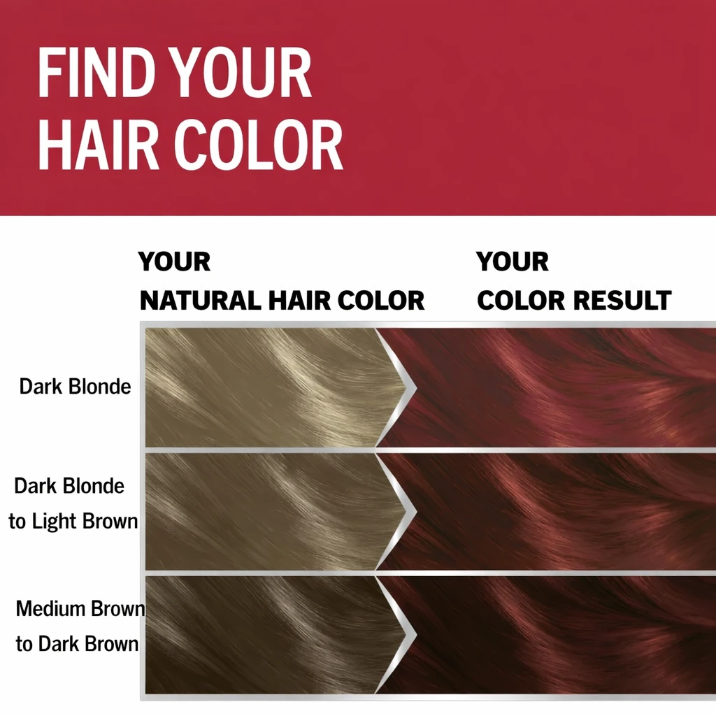 Schwarzkopf Brillance 842 Cashmere Red Hair Dye Schwarzkopf Brillance 842 Cashmere Red hair color result chart showing transformation from dark blonde, light brown and dark brown to red hair color