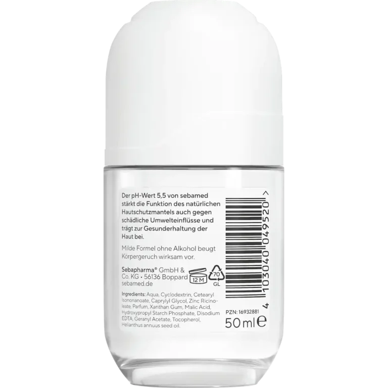 Back view of sebamed Balsam Deo Sensitive 48h, 50ml