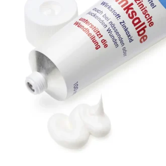 White thick texture of the Mivolis healing Zinc Ointment