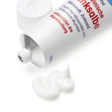 Mivolis Zinc Oxide Ointment 10%, 100ml White thick texture of the Mivolis healing Zinc Ointment