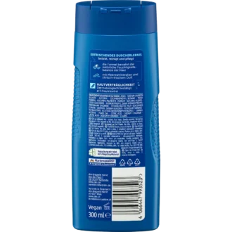 Back of Balea MEN Fresh 3-in-1 Shower Gel 300 ml showing ingredients and product information