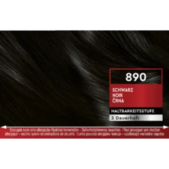 Schwarzkopf Brillance 890 Black hair color shade swatch