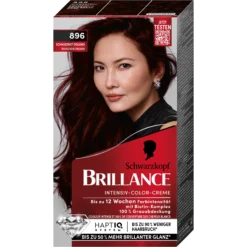 Schwarzkopf Brillance Hair Color 896 Black Red Organdi permanent hair dye box front