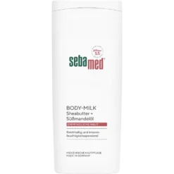 Sebamed Body Milk back label with ingredients and usage instructions
