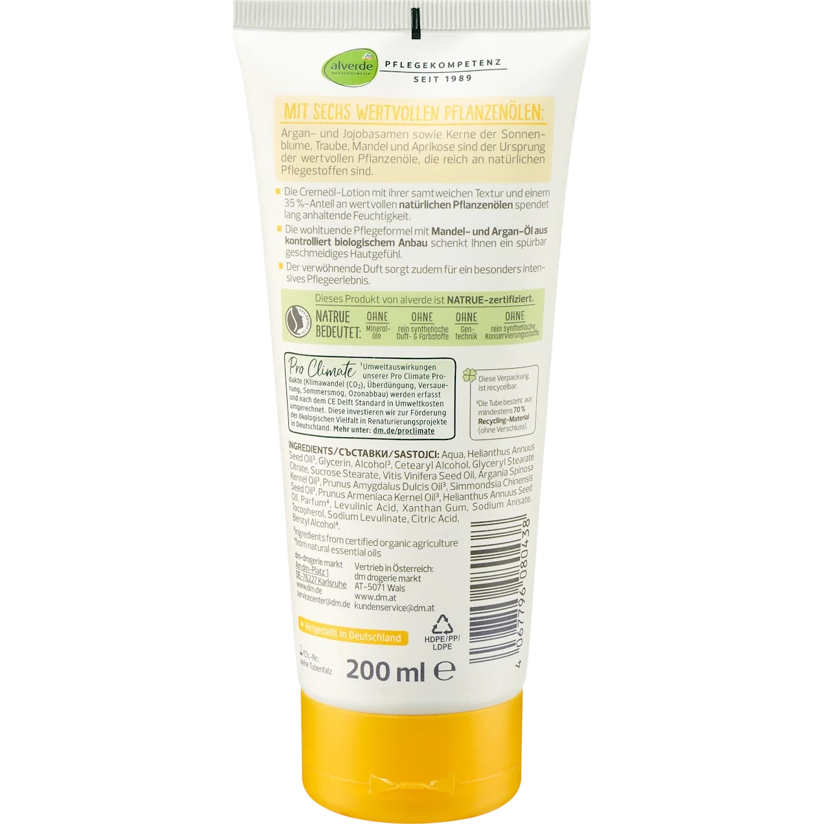 Alverde Body Lotion Cream-Oil Argan & Almond, 200 ml  German Drugstore
