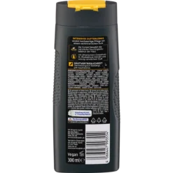 Back of Balea MEN Golden Intense 4-in-1 Shower Gel 300 ml showing ingredients and product information