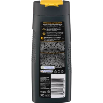 Back of Balea MEN Golden Intense 4-in-1 Shower Gel 300 ml showing ingredients and product information