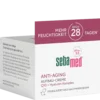sebamed Anti-Aging Restructuring Cream with Q10 and Vitamin A to reduce wrinkles and support skin regeneration.