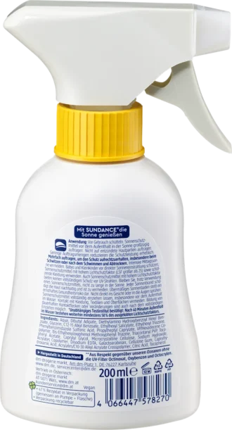 SUNDANCE Kids MED Ultra Sensitive Sun Spray SPF 50 back view