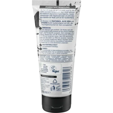 Balea Activated Charcoal Peel Off Face Mask, 100ml Balea Activated Charcoal Peel Off Face Mask, 100ml - Backside